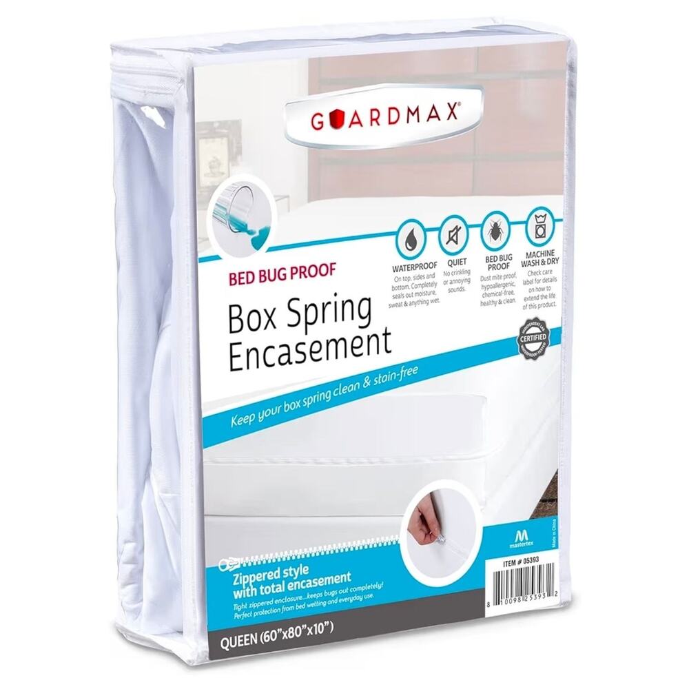 Guardmax Waterproof Queen Mattress or Box Spring Protector w/Zipper (60"x80"x10"